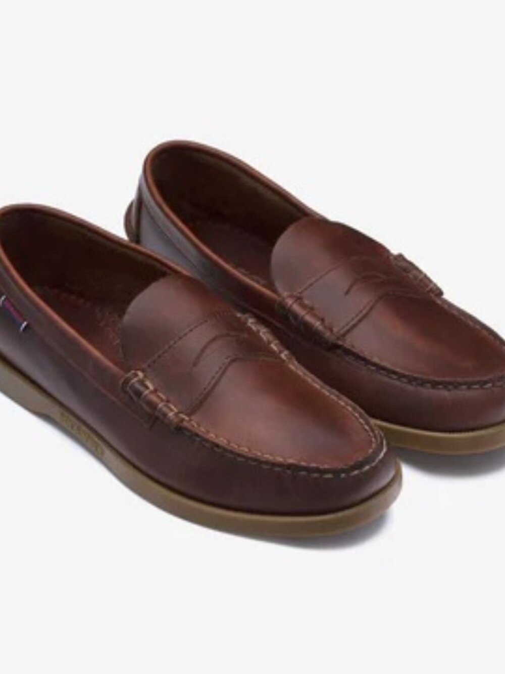 Sebago Dolphin penny mocassins in Waxed Brown Gum leather